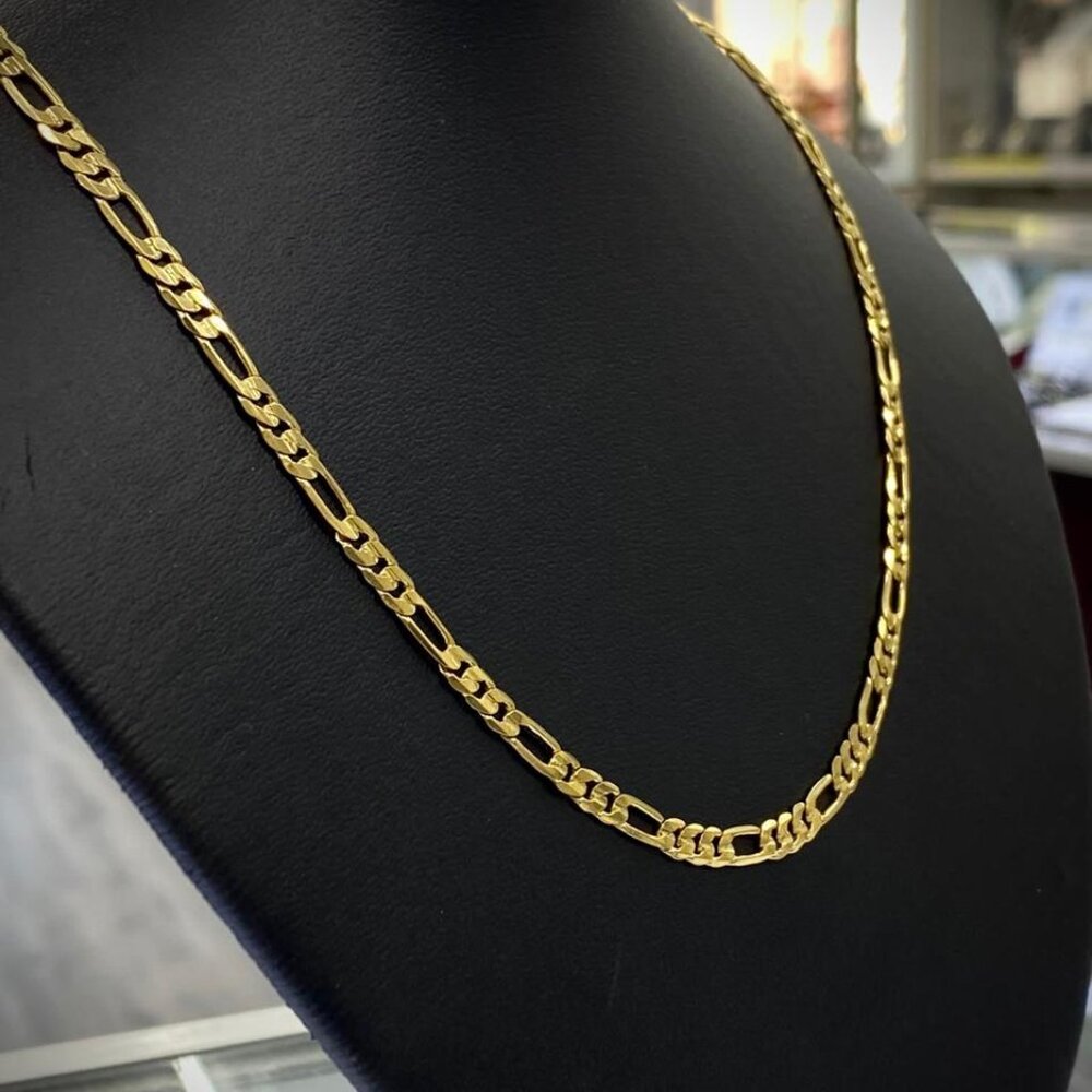 CADENA PARA MUJER 14K GF FIGARO CHAIN 20" WOMEN NECKLACE FASHION JEWELRY GIRLS
